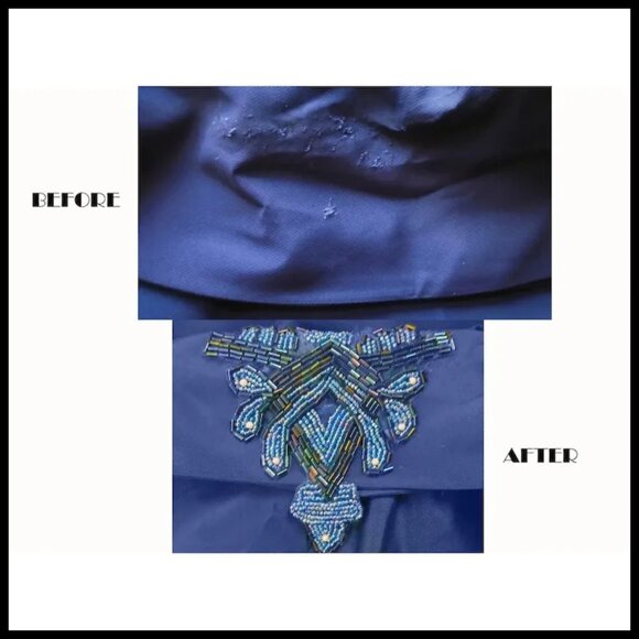 50s Vintage Swing Coat Evening New Look Blue Taffeta Outerwear - Picture 11 of 16